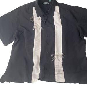 Cubavera Men's Size 2-XLT Black/White Hawaiian Beach Style Short Sleeve Shirt